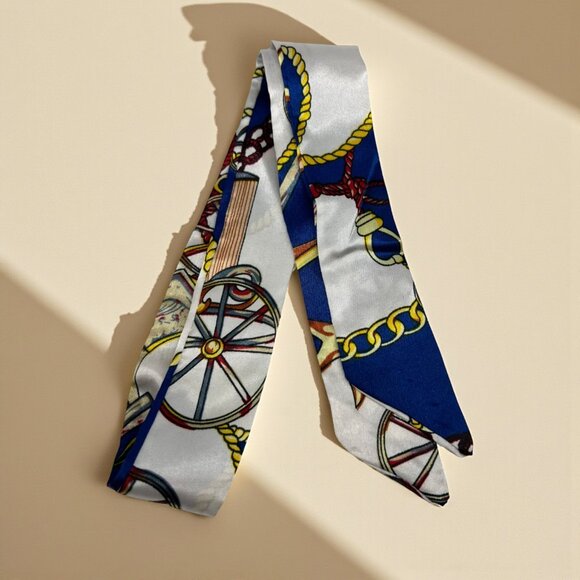 Nautical Satin Vintage Design Neck / Handbag scarf, NWT